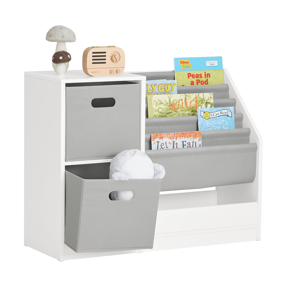 SoBuy KMB76-W, Children Kids Bookcase Book Shelf Toy Shelf Standing Storage Shelf, White