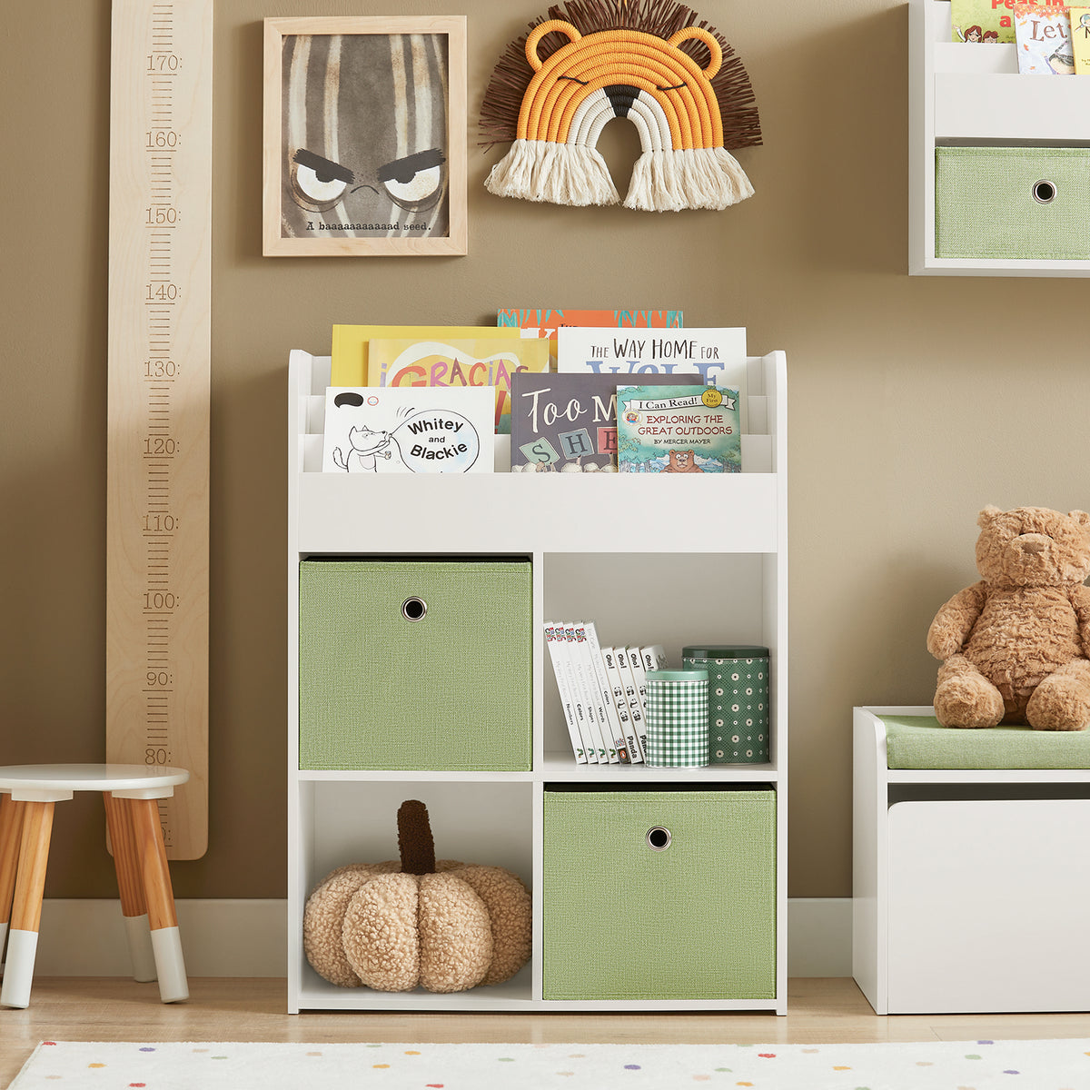 SoBuy KMB79-W, Children Kids Bookcase Book Shelf Toy Shelf Kids Storage Shelf, White