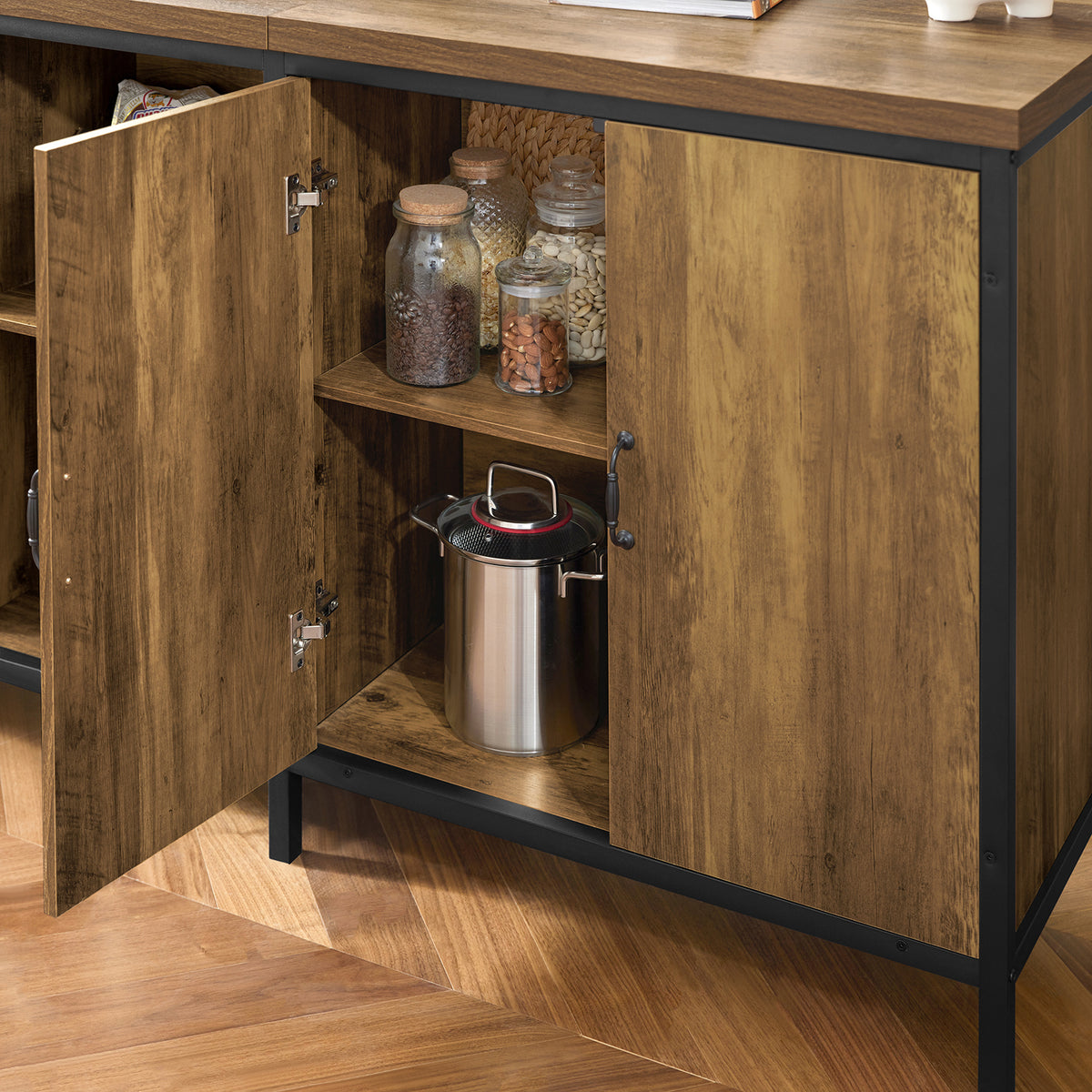 SoBuy KNL01-F, Kitchen Island Cupboard Sideboard Breakfast Dining Bar Table Bar Cabinet, Brown