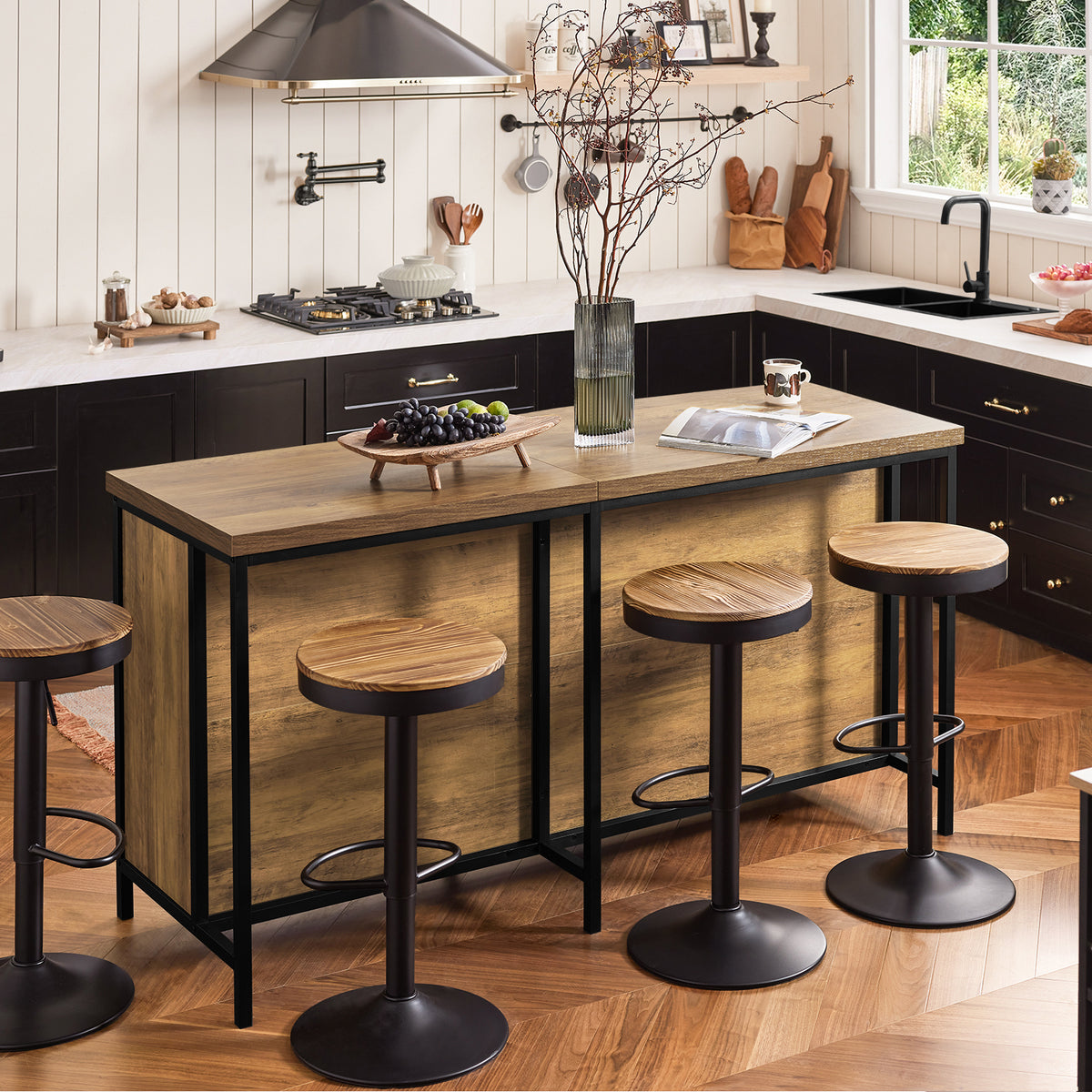 SoBuy KNL01-F, Kitchen Island Cupboard Sideboard Breakfast Dining Bar Table Bar Cabinet, Brown