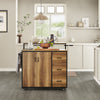 SoBuy KNL02-PF, Design Bar Cabinet on Wheels, Kitchen Storage Trolley Kitchen Island Kitchen Cabinet Sideboard Vintage, Brown,black