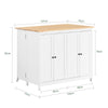 SoBuy KNL10-WN, Kitchen Island Sideboard Storage Cabinet Cupboard with Expandable Worktop, White