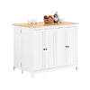 SoBuy KNL10-WN, Kitchen Island Sideboard Storage Cabinet Cupboard with Expandable Worktop, White