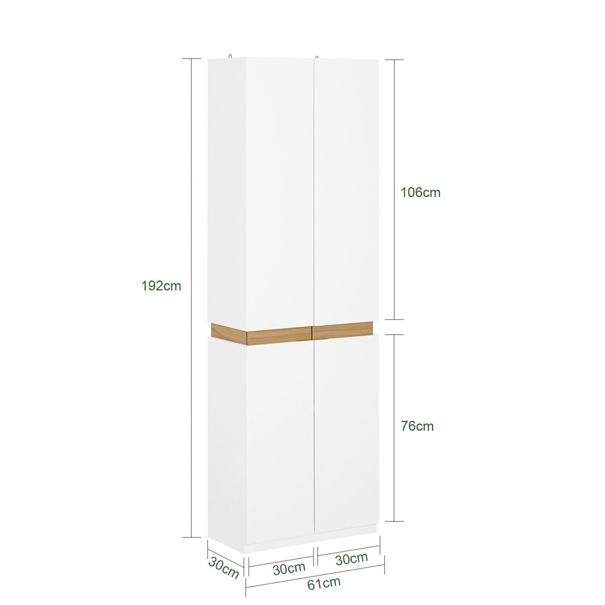 SoBuy KSB01-W, White Wardrobe with Shelves and Hanging Rail – Space-Saving Slim Storage Cabinet with Adjustable Shelf for Bedroom Hallway – Anti-Tip Safe Design, 65kg Load, W61xD30xH192cm