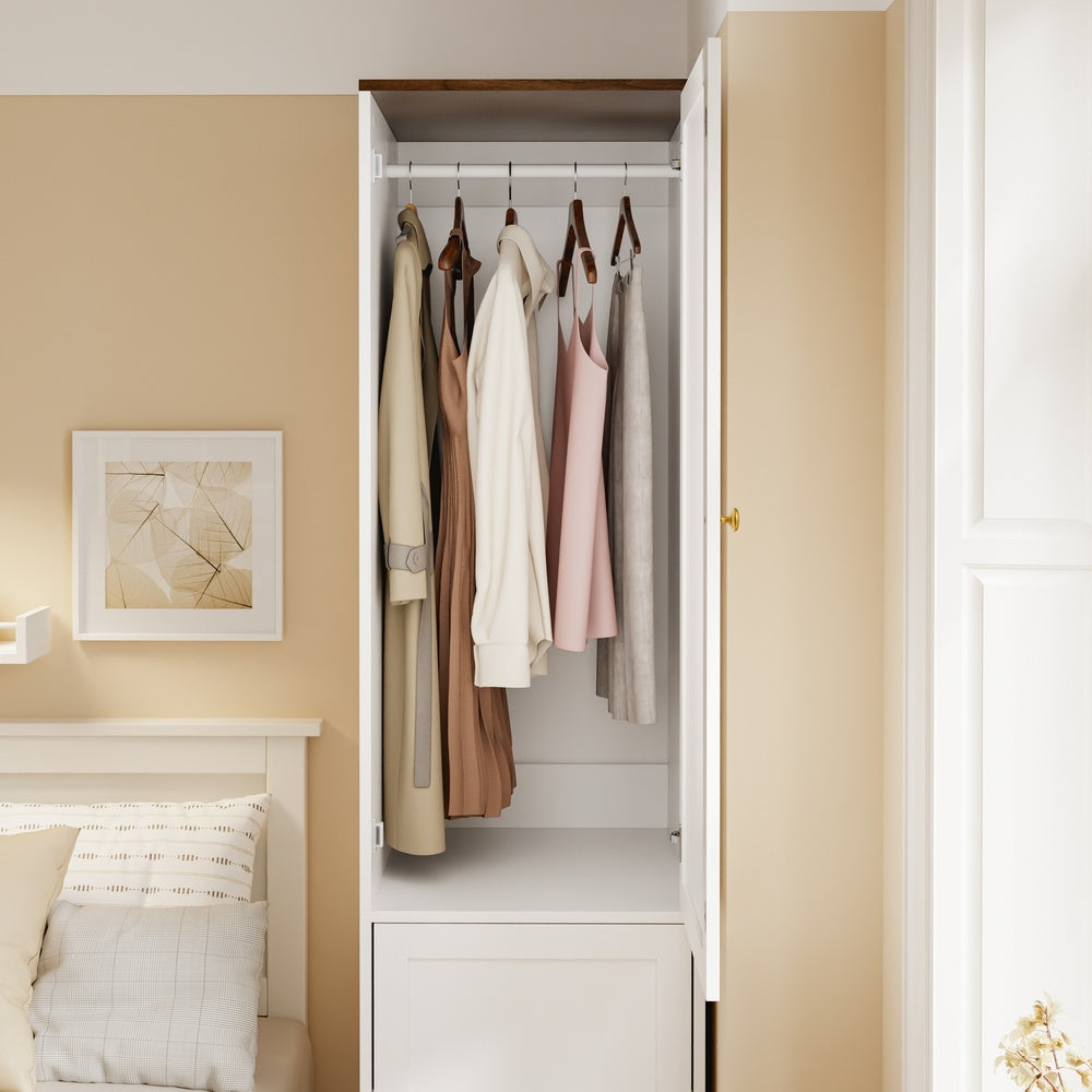 SoBuy KSB03-W, 2 Door Wardrobe with Hanging Rod, Flat Pack Freestanding, White, 45x55x187cm - view 6