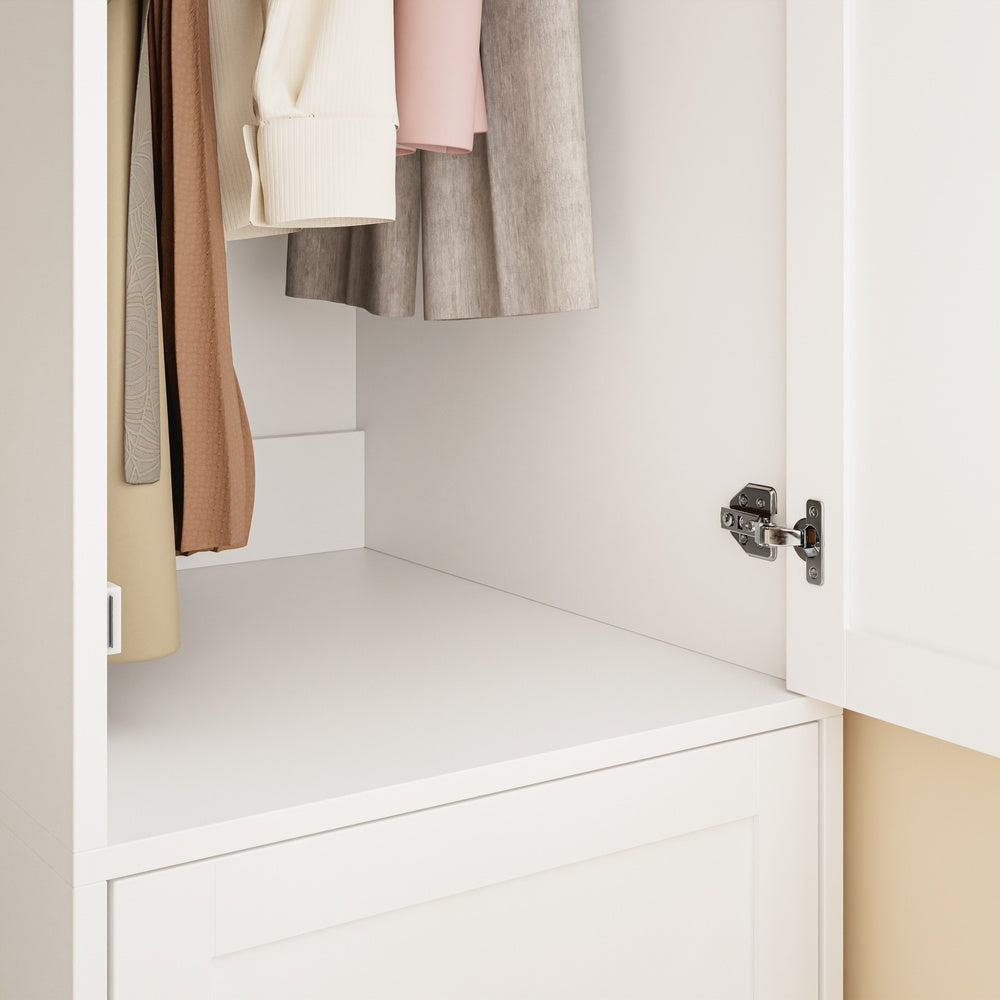 SoBuy KSB03-W, 2 Door Wardrobe with Hanging Rod, Flat Pack Freestanding, White, 45x55x187cm - view 8