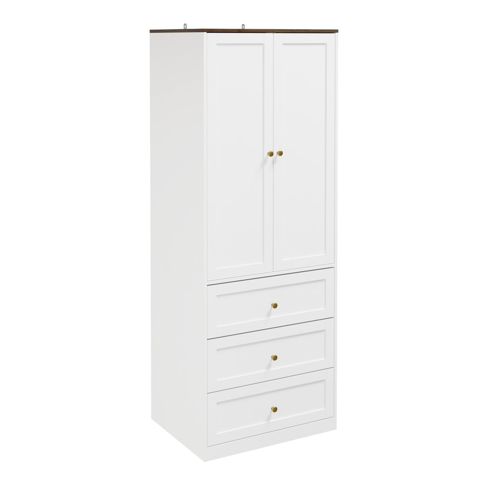 SoBuy KSB04-W, 2 Door Wardrobe with 3 Drawers & Hanging Rail, White, 70x55x187cm - view 1