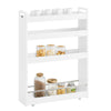 SoBuy NSR01-W, White 4 Tiers Serving Trolley, Slide Out Storage Rack Shelf on Wheels, White