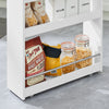 SoBuy NSR01-W, White 4 Tiers Serving Trolley, Slide Out Storage Rack Shelf on Wheels, White