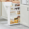 SoBuy NSR01-W, White 4 Tiers Serving Trolley, Slide Out Storage Rack Shelf on Wheels, White