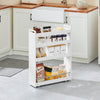 SoBuy NSR01-W, White 4 Tiers Serving Trolley, Slide Out Storage Rack Shelf on Wheels, White