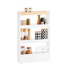 SoBuy NSR12-W, 4 Tiers Serving Trolley, Slide Out Storage Rack Shelf on Wheels, White and Natural