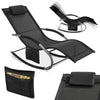 SoBuy OGS28-SCH, Outdoor Garden Rocking Sun Lounger Recliner Relaxing Chair with Headrest and Side Bag, Black