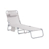 SoBuy OGS35-MI, Textilene Reclining Folding Chair, Adjustable Back Camping Chair Sunlounger, Beige