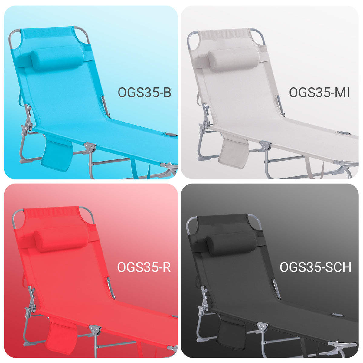 SoBuy OGS35-MI, Textilene Reclining Folding Chair, Adjustable Back Camping Chair Sunlounger, Beige