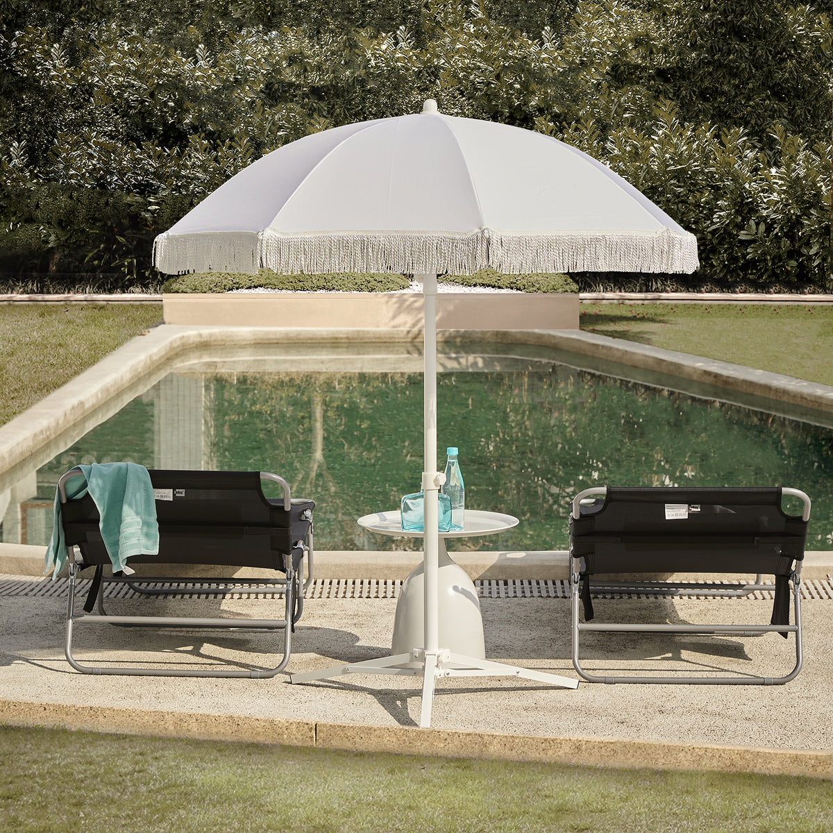 SoBuy OGS35-SCHx2, Set of 2 Textilene Reclining Folding Chair, Adjustable Back Camping Chair, Black