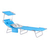 SoBuy OGS48-B, Folding Chair Sun Lounger with Adjustable Sun Shade and Backrest, Blue, Blue