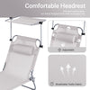 SoBuy OGS48-MI, Folding Chair Sun Lounger with Adjustable Sun Shade and Backrest, Beige, Beige
