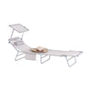 SoBuy OGS48-MI, Folding Chair Sun Lounger with Adjustable Sun Shade and Backrest, Beige, Beige