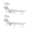 SoBuy OGS48-MIx2, Set of 2 Outdoor Garden Beach Folding Chair Sun Lounger with Adjustable Sun Shade and Backrest, Beige, Beige