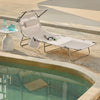 SoBuy OGS48-MI, Folding Chair Sun Lounger with Adjustable Sun Shade and Backrest, Beige, Beige