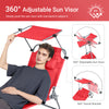 SoBuy OGS48-Rx2, Set of 2 Outdoor Garden Beach Folding Chair Sun Lounger with Adjustable Sun Shade and Backrest, Red, Red