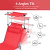 SoBuy OGS48-Rx2, Set of 2 Outdoor Garden Beach Folding Chair Sun Lounger with Adjustable Sun Shade and Backrest, Red, Red