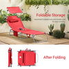 SoBuy OGS48-Rx2, Set of 2 Outdoor Garden Beach Folding Chair Sun Lounger with Adjustable Sun Shade and Backrest, Red, Red