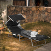 SoBuy OGS48-SCH, Folding Chair Sun Lounger with Adjustable Sun Shade and Backrest, Black, Black