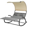 SoBuy OGS50-HG, 2 Person Outdoor Garden Patio Swing Bed Rocking Sun Lounger Swing Sun Bed with Sun Shade, Grey