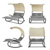 SoBuy OGS50-HG, 2 Person Outdoor Garden Patio Swing Bed Rocking Sun Lounger Swing Sun Bed with Sun Shade, Grey