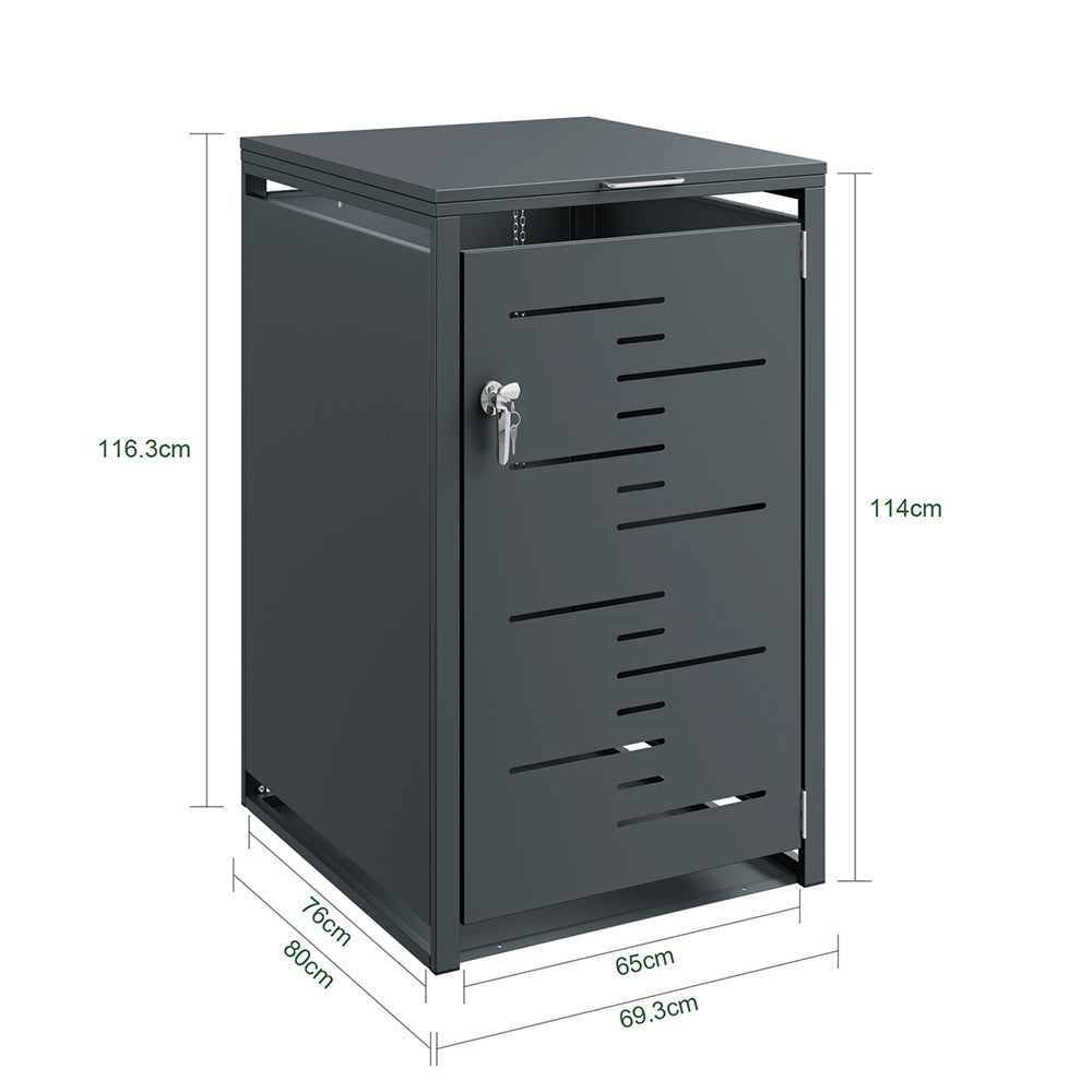 SoBuy OGS63-DG, 240L Wheelie Bin Storage Shed with Gas Struts, Dark Gray, 69x80x116cm - view 3