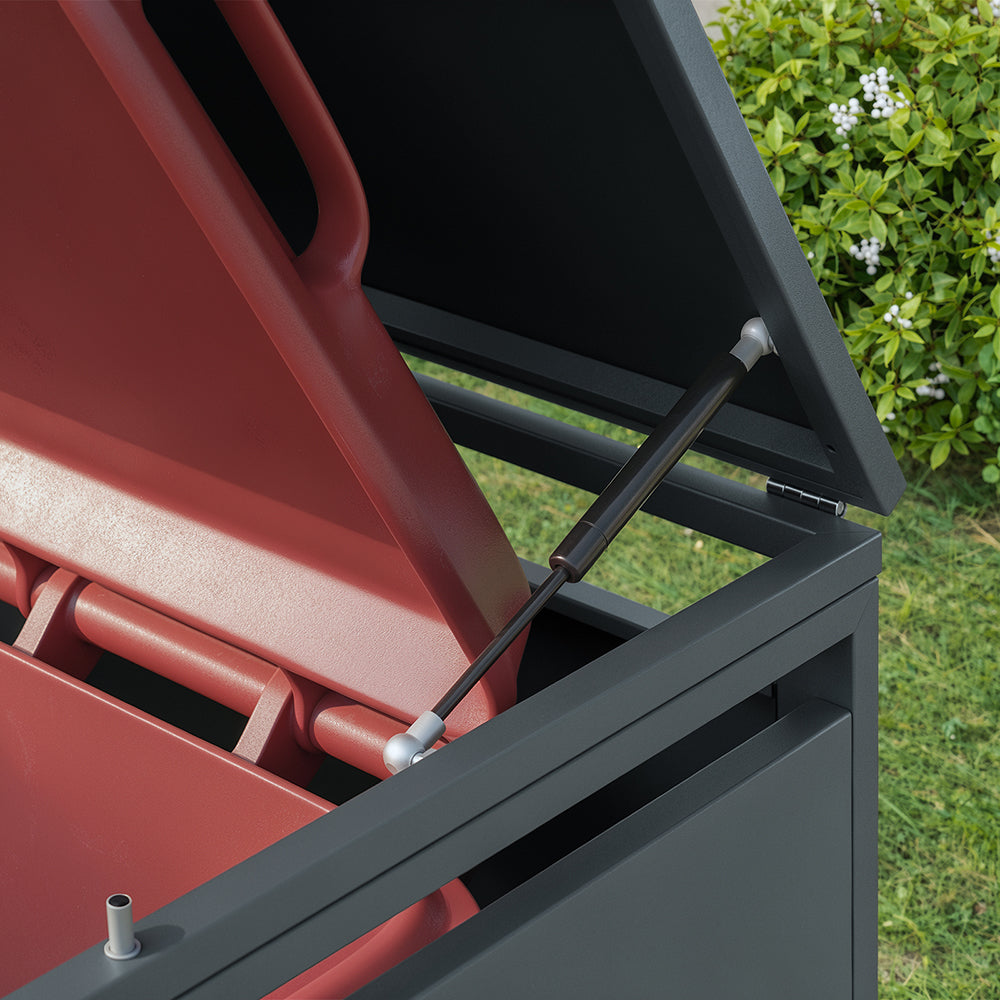 SoBuy OGS63-DG, 240L Wheelie Bin Storage Shed with Gas Struts, Dark Gray, 69x80x116cm - view 5