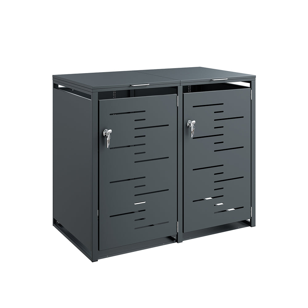 SoBuy OGS64-DG, Double Wheelie Bin Storage for 2 x 240L Bins, Lockable, Dark Gray, 134x80x116cm - view 1