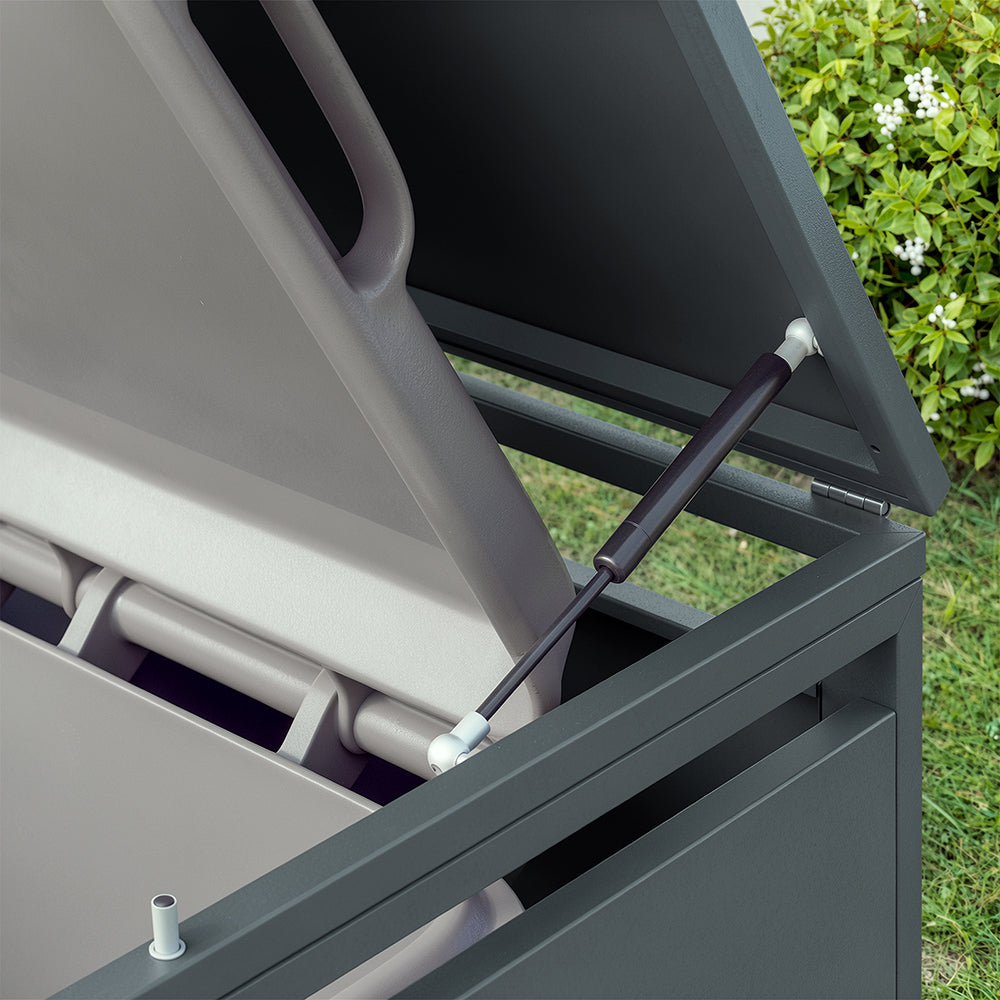 SoBuy OGS64-N, Double Wheelie Bin Storage Shed with Dual Locking Doors, Dark Gray, 134x80x116cm - view 5