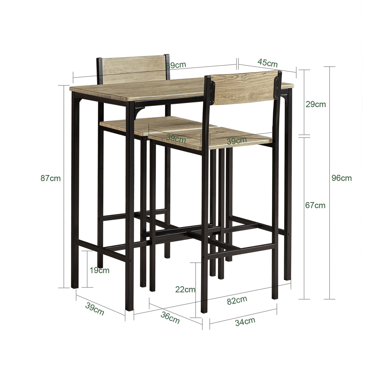 SoBuy OGT03-N, Bar Set-1 Bar Table and 2 Stools Home Kitchen Restaurant Bar Set Furniture Dining Set, Wood