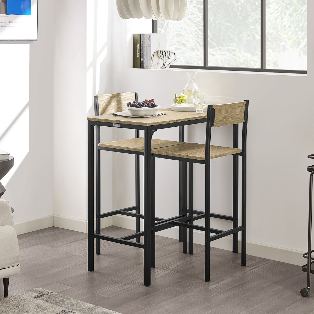 SoBuy OGT03-N, Bar Set-1 Bar Table and 2 Stools Home Kitchen Restaurant Bar Set Furniture Dining Set, Wood
