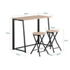 SoBuy OGT18-N, Folding Bar Table and 2 Folding Stools, Home Kitchen Breakfast Bar Set Furniture Dining Set, Wood
