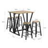 SoBuy OGT24-N, Set-Half-folded Bar Table and 4 Stools, 5 Pieces Home Kitchen Breakfast Bar, Wood