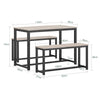 SoBuy OGT25-HN, Dining Set - Dining Table and 2 Benches, Modern Industrial Design 3 Pieces Dining Room Furniture, Brown