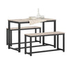 SoBuy OGT25-HN, Dining Set - Dining Table and 2 Benches, Modern Industrial Design 3 Pieces Dining Room Furniture, Brown