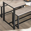 SoBuy OGT25-HN, Dining Set - Dining Table and 2 Benches, Modern Industrial Design 3 Pieces Dining Room Furniture, Brown