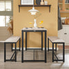 SoBuy OGT25-HN, Dining Set - Dining Table and 2 Benches, Modern Industrial Design 3 Pieces Dining Room Furniture, Brown