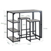 SoBuy OGT43-HG, 3 Pieces Home Kitchen Breakfast Bar Set Furniture Dining Set, Grey