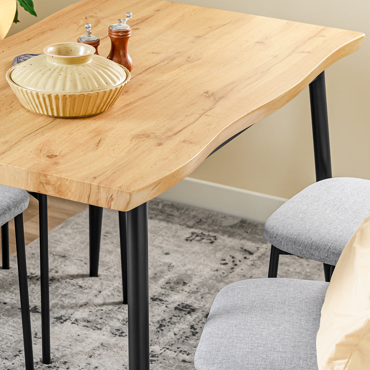 SoBuy OGT52-N, 5-Piece Dining Table Set with Comfortable Chairs, Dining Table and Chairs Set 4, Compact Kitchen Table for Small Spaces, Ideal for Dining Room, Kitchen, Living Room & Breakfast Bar