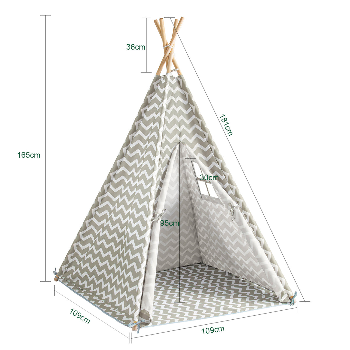 SoBuy OSS03, Children Play Tent Playhouse Kids Teepee Tipi with Floor Mat, White