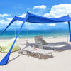SoBuy OZT02-DB, Beach Tent Sun Shelter Beach Shelter Canopy Portable Beach Sun Shade with 4 Aluminum Poles, Blue