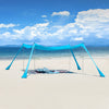 SoBuy OZT02-HB, Beach Tent Sun Shelter Beach Shelter Canopy Portable Beach Sun Shade with 4 Aluminum Poles, Blue