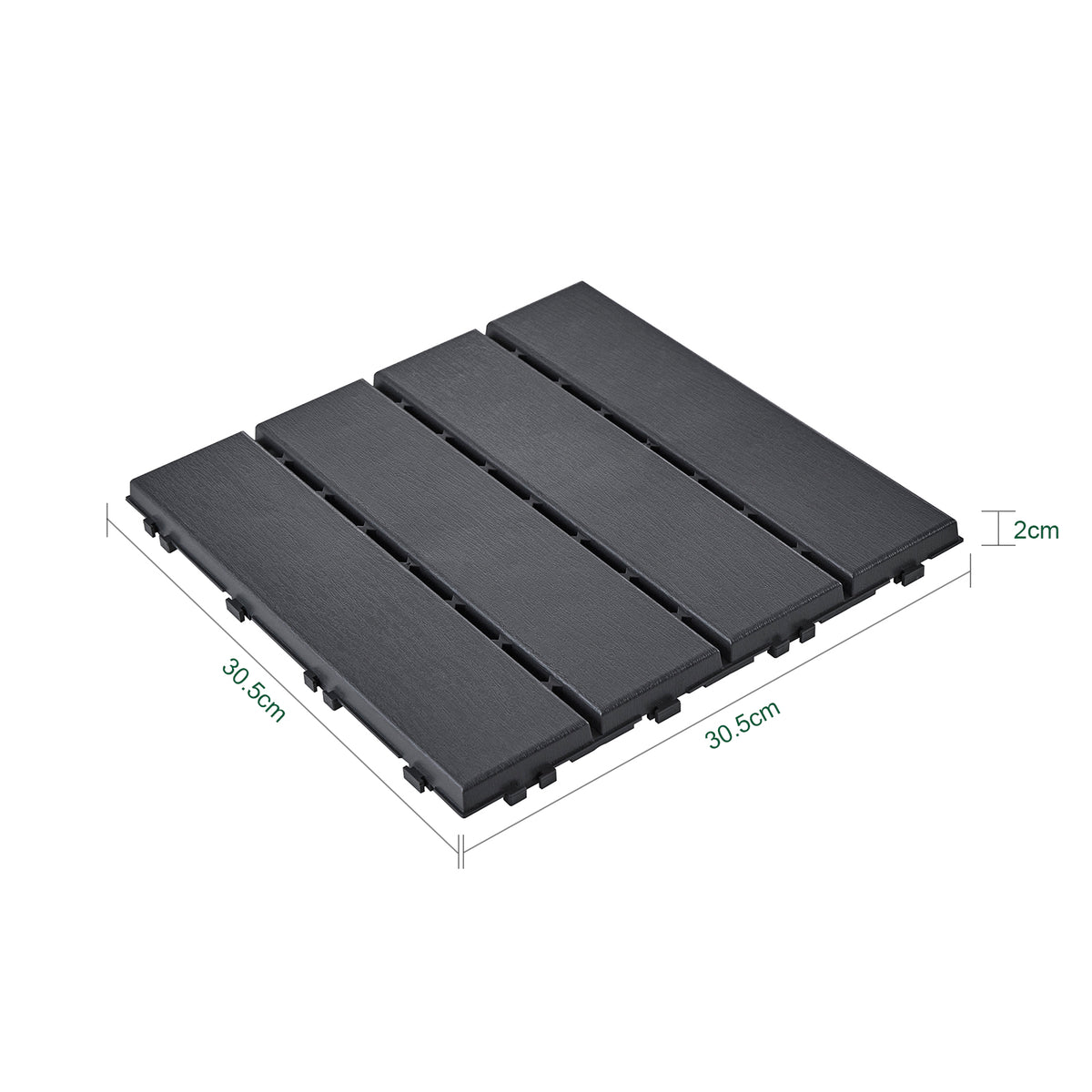 SoBuy SDA15-HG, Decking Tiles Outdoor 35 Pack, Interlocking Decking Boards, Garden Flooring Tiles, Waterproof Non Slip Outdoor Tiles for Balcony Patio Garden, Dark Grey 30.5x30.5x2 cm