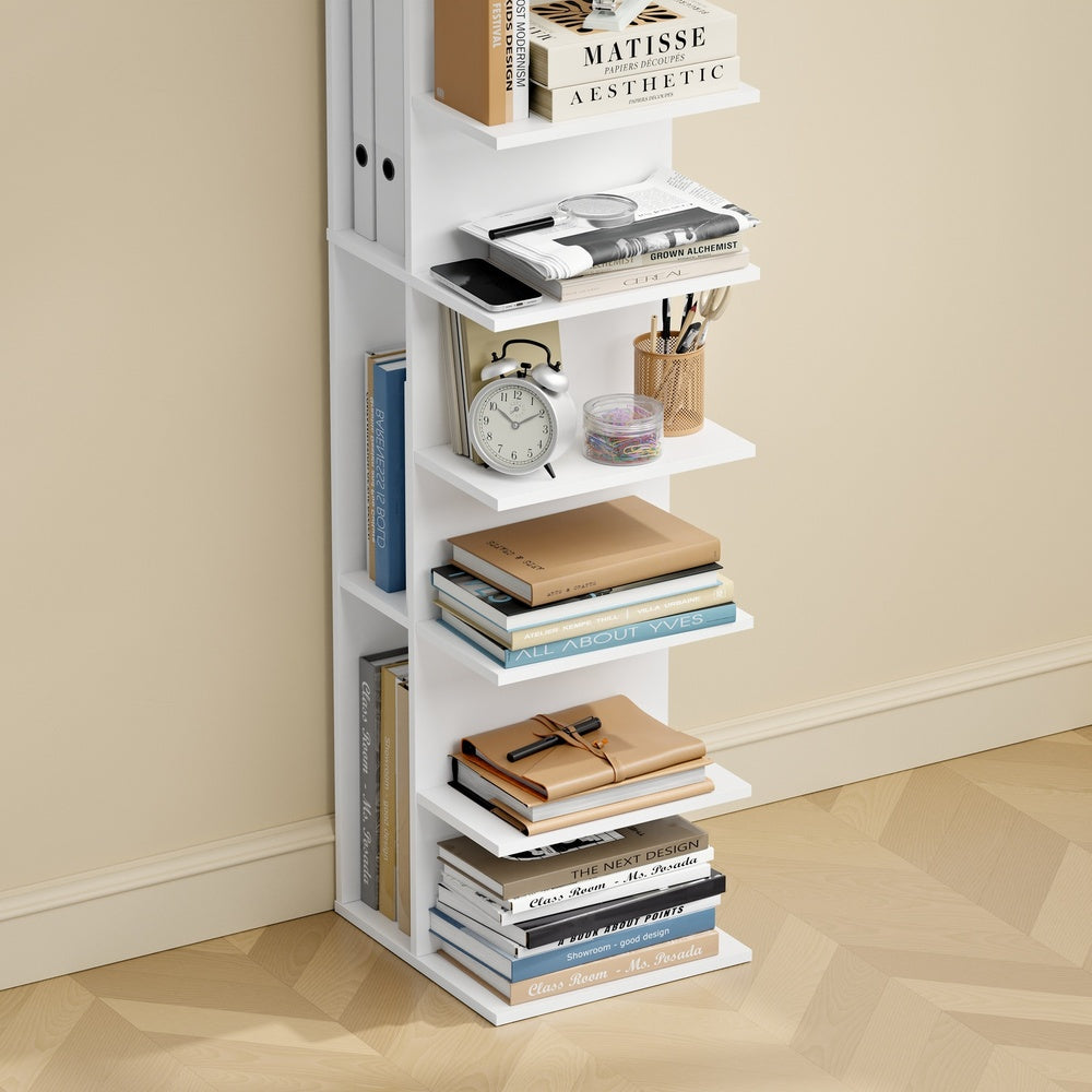 SoBuy STR14-H-W, Tall Narrow Bookcase with 10 Shelves, Slim Storage Rack for Small Spaces, White, 30x32.5x146.8cm - view 8